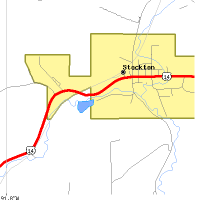 Zip code 55988 close-up map
