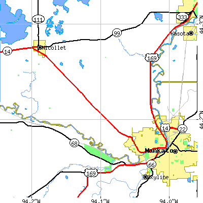 Zip code 56003 close-up map