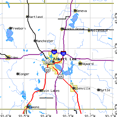 Zip code 56007 close-up map
