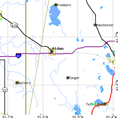 Zip code 56009 close-up map