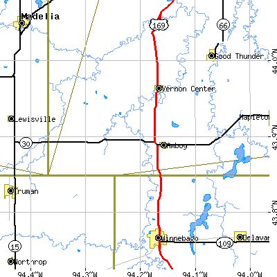 Zip code 56010 close-up map
