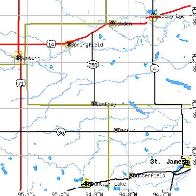 Zip code 56019 close-up map