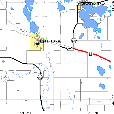 Zip code 56024 close-up map