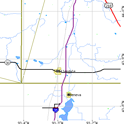 Zip code 56026 close-up map