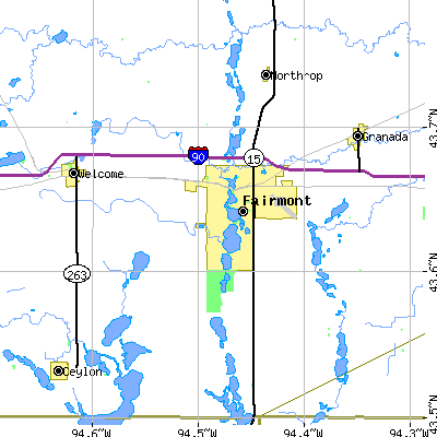 Zip code 56031 close-up map