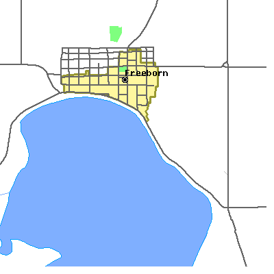 Zip code 56032 close-up map