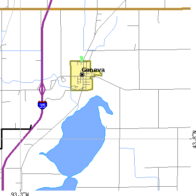 Zip code 56035 close-up map