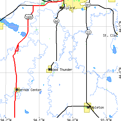 Zip code 56037 close-up map