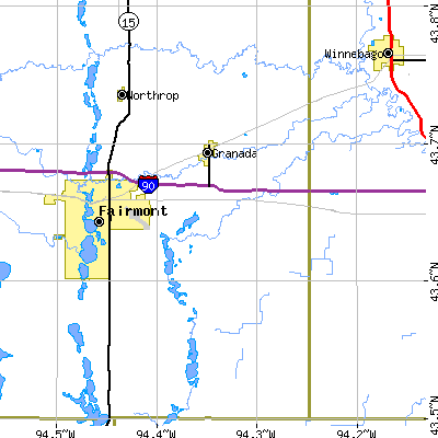 Zip code 56039 close-up map