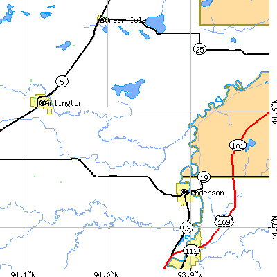 Zip code 56044 close-up map