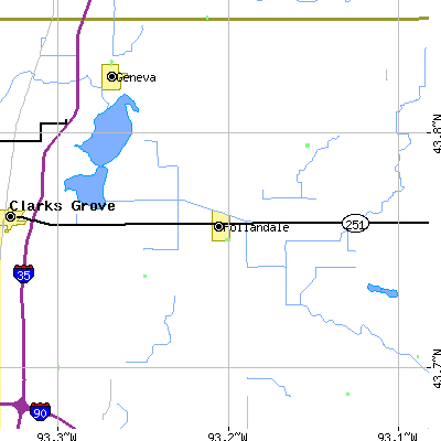 Zip code 56045 close-up map