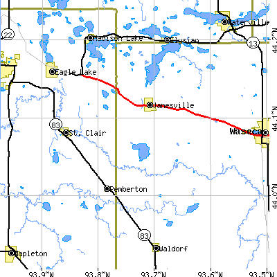 Zip code 56048 close-up map