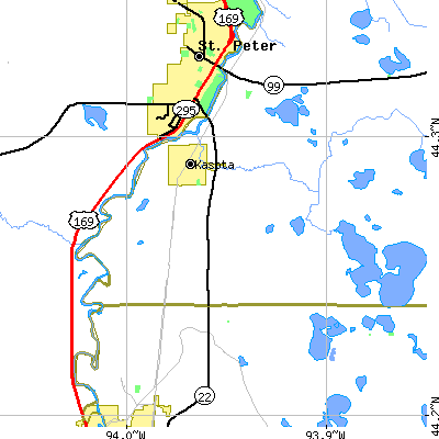 Zip code 56050 close-up map