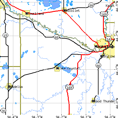Zip code 56055 close-up map