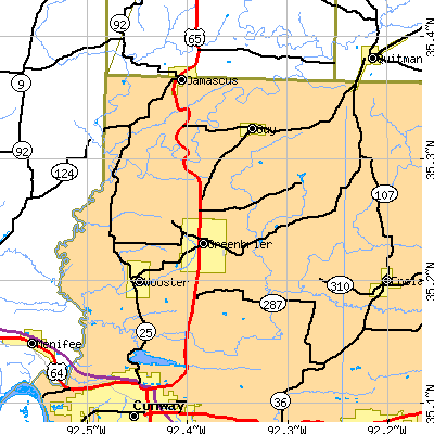 Zip code 72058 close-up map