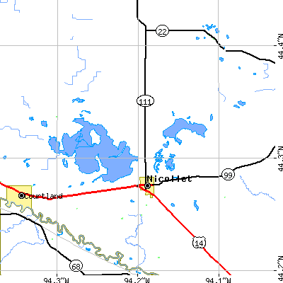 Zip code 56074 close-up map