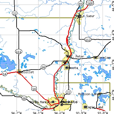 Zip code 56082 close-up map