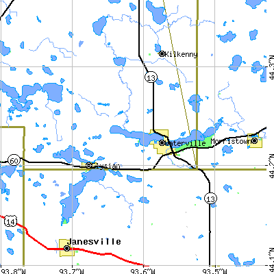 Zip code 56096 close-up map