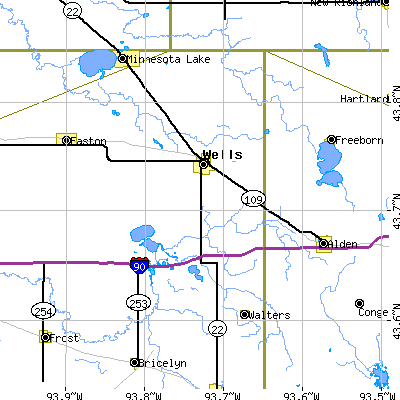 Zip code 56097 close-up map