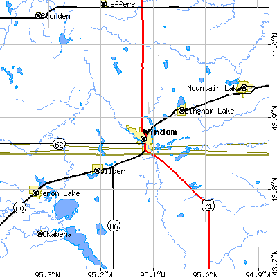 Zip code 56101 close-up map