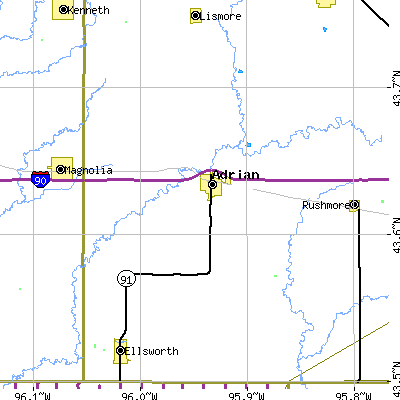Zip code 56110 close-up map