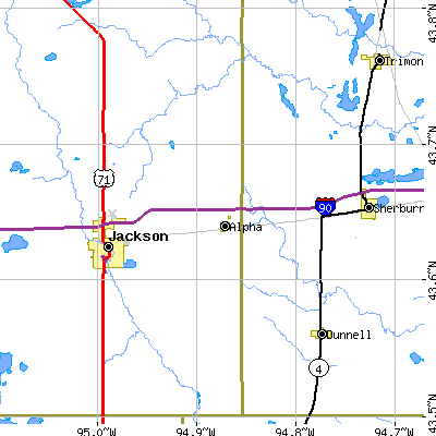 Zip code 56111 close-up map