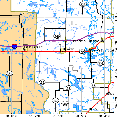 Zip code 72064 close-up map