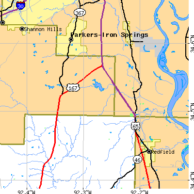 Zip code 72065 close-up map