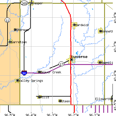 Zip code 56156 close-up map