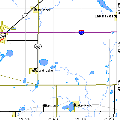 Zip code 56167 close-up map