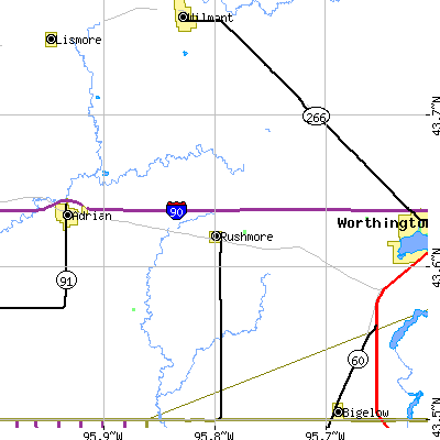Zip code 56168 close-up map