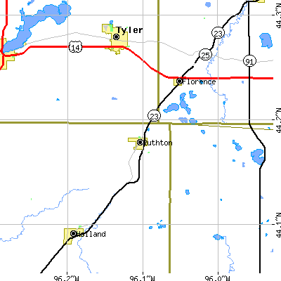 Zip code 56170 close-up map
