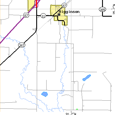 Zip code 72068 close-up map