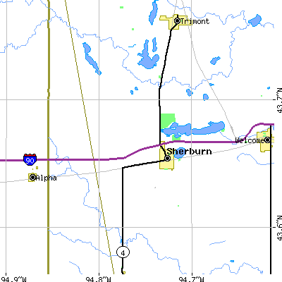 Zip code 56171 close-up map