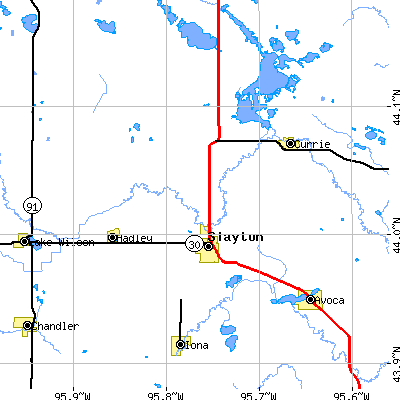 Zip code 56172 close-up map