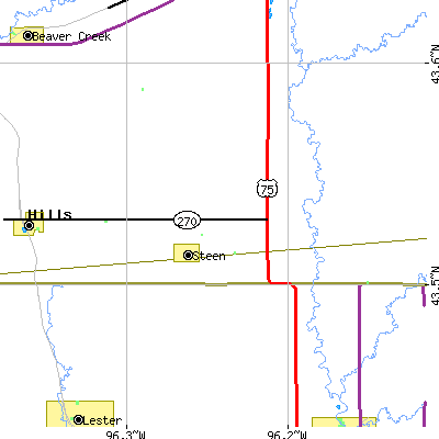 Zip code 56173 close-up map