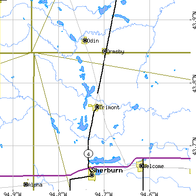 Zip code 56176 close-up map