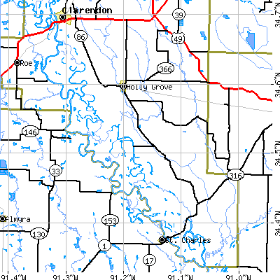 Zip code 72069 close-up map