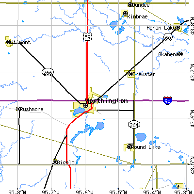 Zip code 56187 close-up map