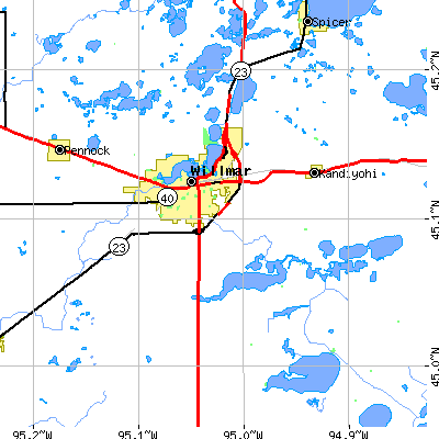Zip code 56201 close-up map