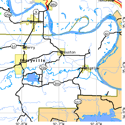 Zip code 72070 close-up map