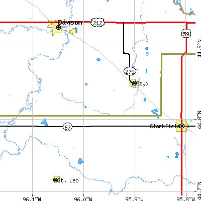 Zip code 56218 close-up map
