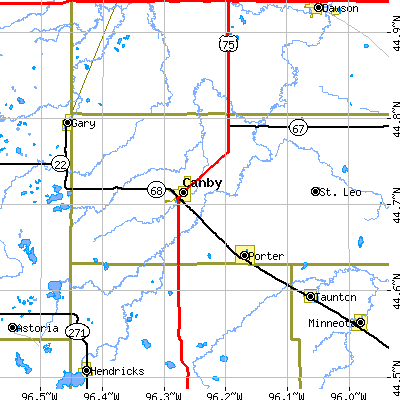Zip code 56220 close-up map