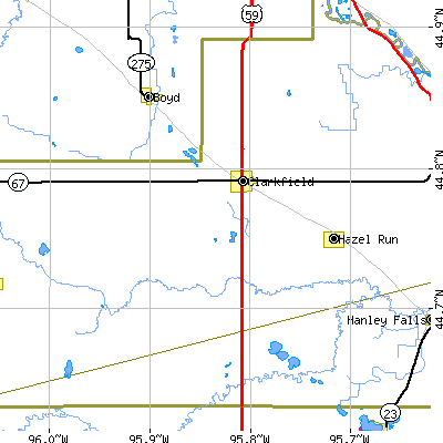 Zip code 56223 close-up map