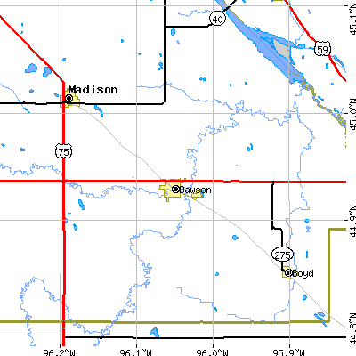 Zip code 56232 close-up map