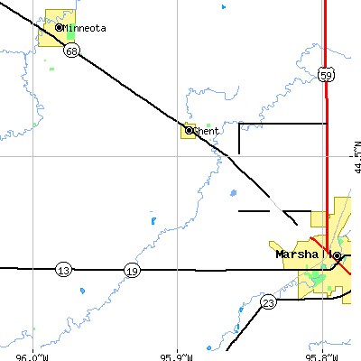 Zip code 56239 close-up map
