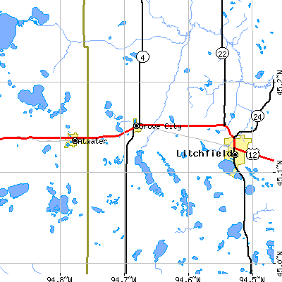 Zip code 56243 close-up map