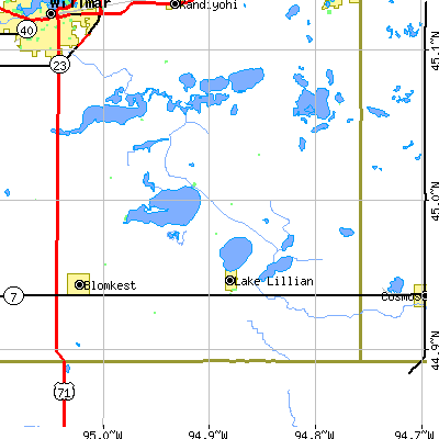Zip code 56253 close-up map
