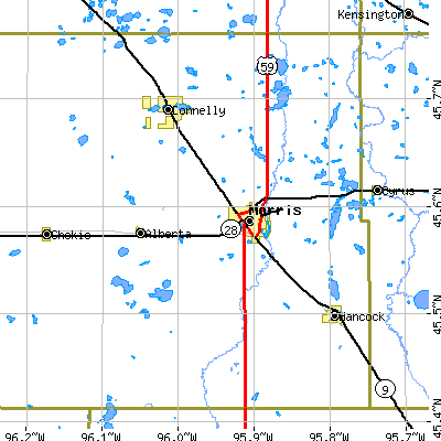 Zip code 56267 close-up map