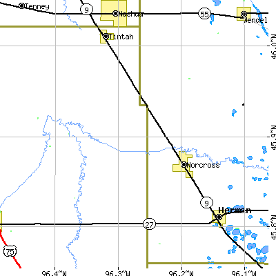 Zip code 56274 close-up map